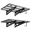 VEVOR 2-Tier Heavy Duty Wall Garage Shelving, 2 x 3 ft Steel Wall Mounted Shelving Unit with Hooks, 24 x 36 Inch Per Shelf Floating Storage Metal Rack for Garage, 500 lbs Total Weight Capacity, Black