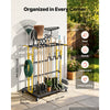 VEVOR Garden Tool Organizer with Wheels, Large Metal Garage Storage Rack, for Rakes/Shovels/Brooms/Long Farming Tools, Yard Utility Holder for Shed/Outdoor/Lawn Organization, Heavy-Duty Steel, Black