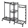 VEVOR Broom Holder with Cleaning Supplies Organizer, Metal Garage Storage, Cleaning Cart with Mop Hanger, for Home Broom, Detergent, Vacuum Cleaner, Heavy-Duty Steel Utility Holder, with Wheels, Black