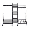 VEVOR Broom Holder with Cleaning Supplies Organizer, Metal Garage Storage, Cleaning Cart with Mop Hanger, for Home Broom, Detergent, Vacuum Cleaner, Heavy-Duty Steel Utility Holder, with Wheels, Black