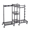 VEVOR Broom Holder with Cleaning Supplies Organizer, Metal Garage Storage, Cleaning Cart with Mop Hanger, for Home Broom, Detergent, Vacuum Cleaner, Heavy-Duty Steel Utility Holder, with Wheels, Black