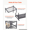 VEVOR Garden Tool Organizer with Guard Rail, 3-Tier Metal Storage Rack, for Rakes/Shovels/Brooms, Yard Utility Holder for Garage/Shed/Outdoor/Lawn Organization, Heavy-Duty Steel, with Hooks, Black