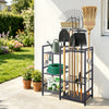 VEVOR Garden Tool Organizer with Guard Rail, 3-Tier Metal Storage Rack, for Rakes/Shovels/Brooms, Yard Utility Holder for Garage/Shed/Outdoor/Lawn Organization, Heavy-Duty Steel, with Hooks, Black