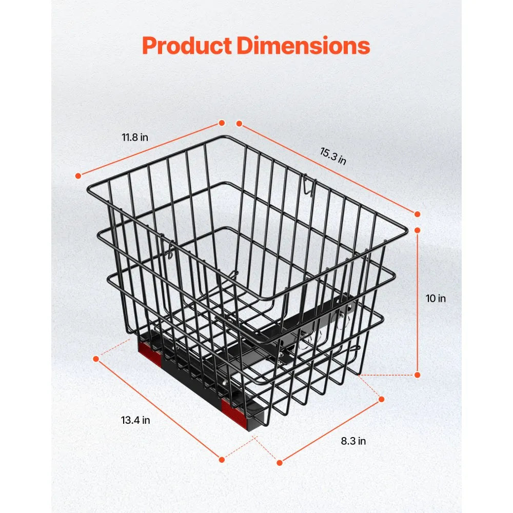 VEVOR Scooter Rear Basket, Heavy Duty Metal Wire Basket with Handle, Spacious Cargo Basket, Works with 1-inch Receiver, Compatible with Most Golden, Drive & Pride Mobility Scooter
