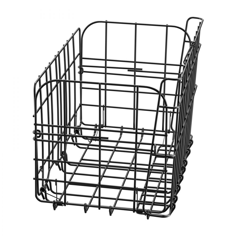 VEVOR Rear Bike Basket, Folding Wire Bicycle Basket with Cargo Net, Removable Liner Bag & Waterproof Cover, Quick Release Design Bike Basket for Adult Women/Men Carrying Dogs Pets Fruit & Grocery