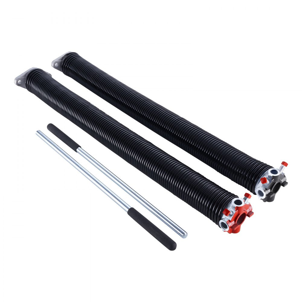 VEVOR Garage Door Torsion Springs, Pair of 0.207 x 2 x 24 in, 16000 Cycles, Electrophoresis Black Coated for Replacement, Garage Door Springs with Non-Slip Winding Bars, Gloves and Mounting Wrench