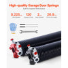 VEVOR Garage Door Torsion Springs, Pair of 0.225 x 2 x 27 in, 16000 Cycles, Electrophoresis Black Coated for Replacement, Garage Door Springs with Non-Slip Winding Bars, Gloves and Mounting Wrench