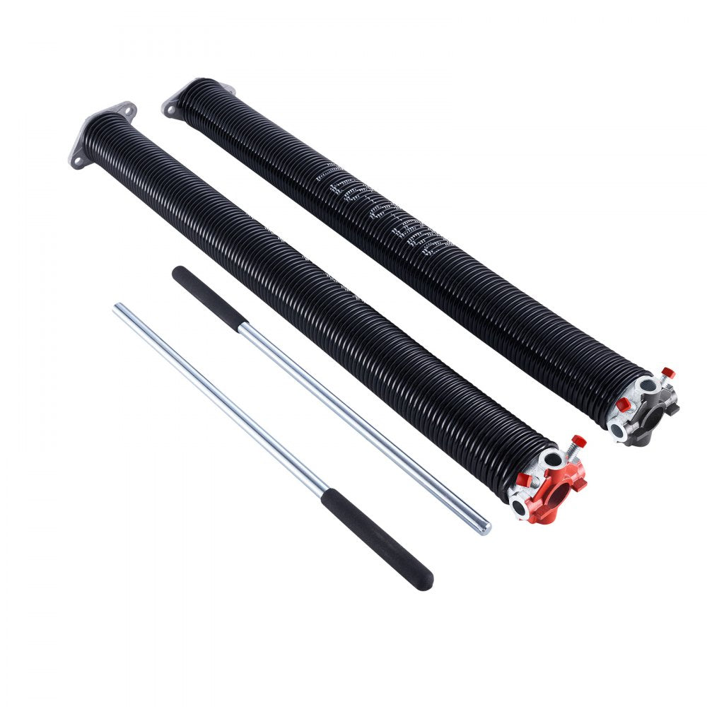 VEVOR Garage Door Torsion Springs, Pair of 0.225 x 2 x 27 in, 16000 Cycles, Electrophoresis Black Coated for Replacement, Garage Door Springs with Non-Slip Winding Bars, Gloves and Mounting Wrench