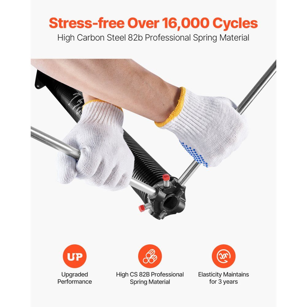 VEVOR Garage Door Torsion Springs, Pair of 0.25 x 2 x 31 in, 16000 Cycles, Electrophoresis Black Coated for Replacement, Garage Door Springs with Non-Slip Winding Bars, Gloves and Mounting Wrench