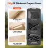 VEVOR Carport Replacement Canopy, 10 x 20 ft Potable Garage Tent Top Tarp with Sidewalls, UV-Resistant & Waterproof, Heavy Duty Car Shelter Tarp with Ball Buggees, Beige, Frame Not Included