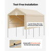 VEVOR Carport Replacement Canopy, 10 x 20 ft Potable Garage Tent Top Tarp with Sidewalls, UV-Resistant & Waterproof, Heavy Duty Car Shelter Tarp with Ball Buggees, Beige, Frame Not Included