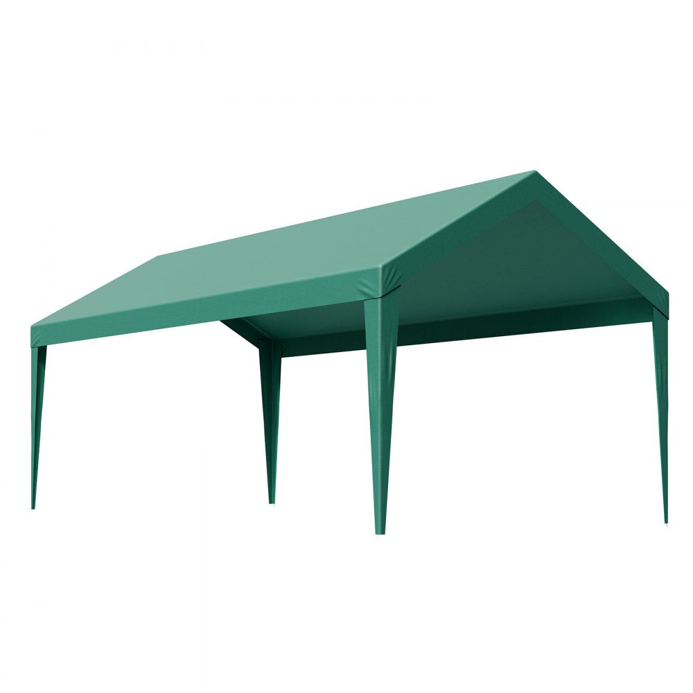 VEVOR Carport Replacement Canopy, 10 x 20 ft Potable Garage Tent Top Tarp, UV-Resistant & Waterproof Car Shelter Tarp, Heavy Duty Car Port Cover with Ball Buggees, Dark Green, Frame Not Included