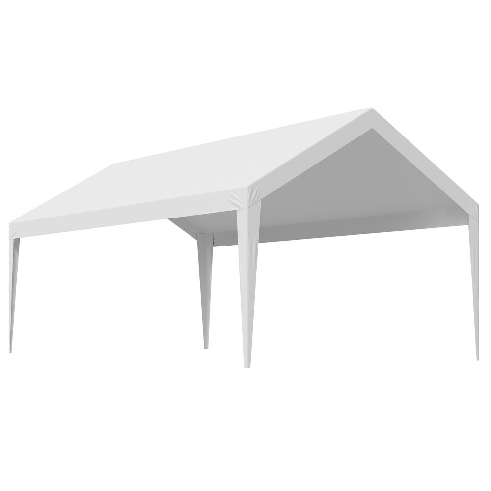VEVOR Carport Replacement Canopy, 12 x 20 ft Potable Garage Tent Top Tarp, UV-Resistant & Waterproof Car Shelter Tarp, Heavy Duty Car Port Cover with Ball Buggees, White, Frame Not Included