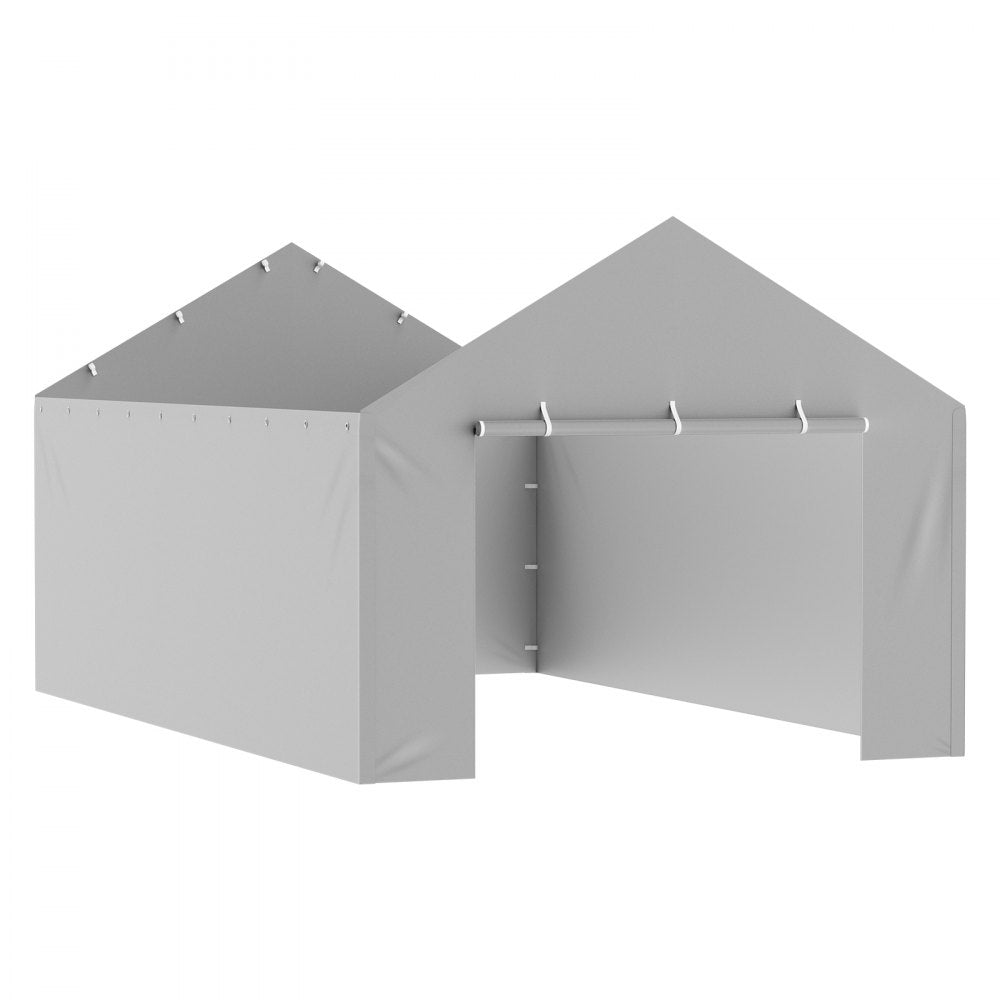 VEVOR Carport Replacement Canopy Cover Side Wall 12 x 20 ft, Garage Tent Shelter Tarp Heavy-Duty Waterproof & UV Protected, Easy Installation with Ball Bungees,Grey (Top and Frame Not Included)