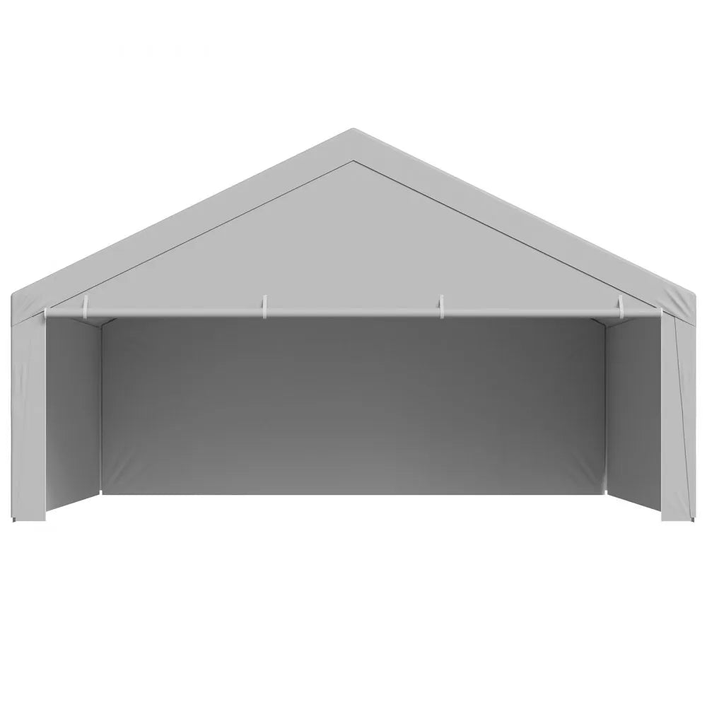 VEVOR Carport Replacement Canopy, 20 x 20 ft Potable Garage Tent Top Tarp with Sidewalls, UV-Resistant & Waterproof, Heavy Duty Car Shelter Tarp with Ball Buggees, Grey, Frame Not Included