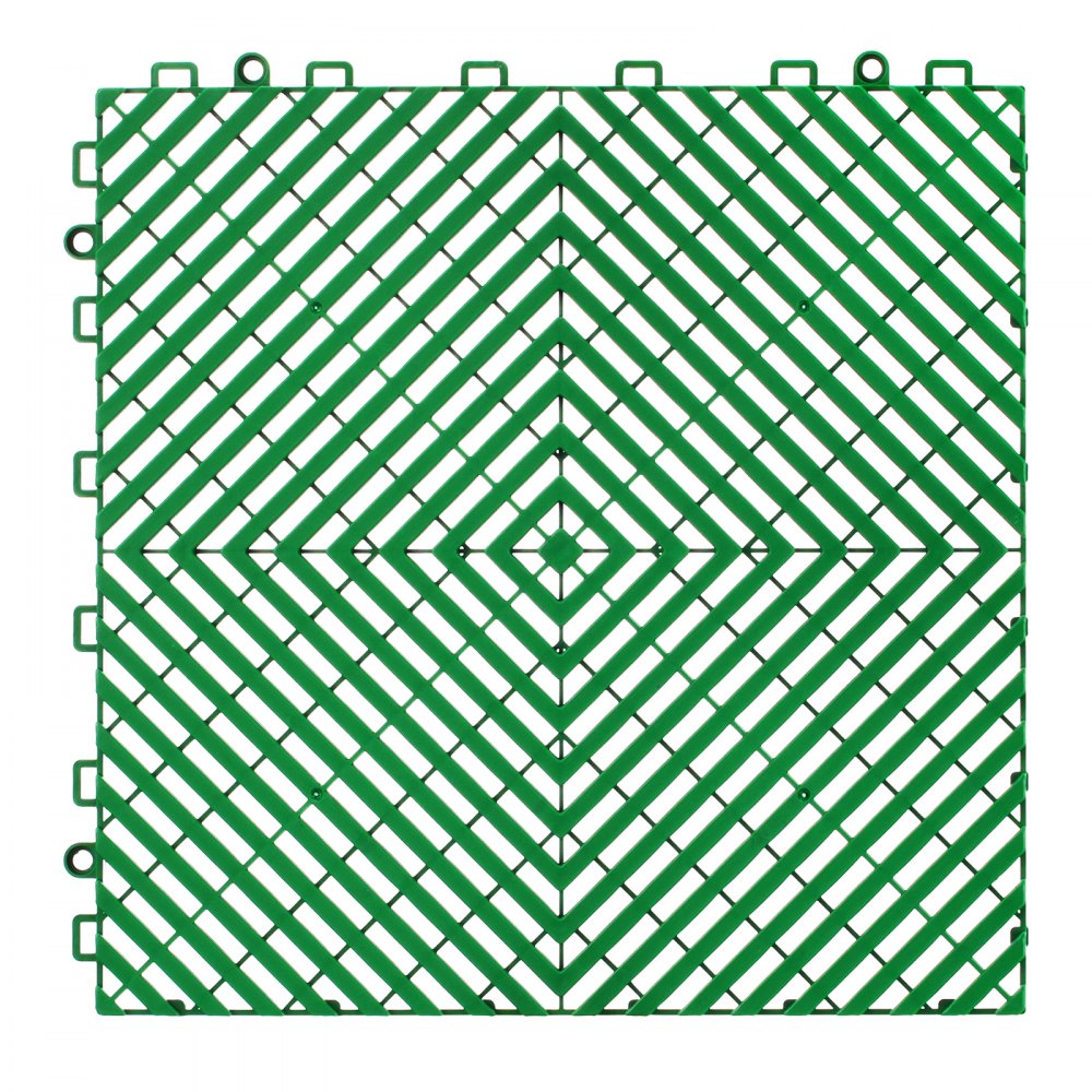 VEVOR Interlocking Drainage Mat, 50 Pcs Modular Interlocking Cushion, 12” x 12” Splicing Drainage Mats, Non-Slip Green PP Drainage Floor Tile and Shower Mat, for Garage, Garden, Kitchen & Outdoor