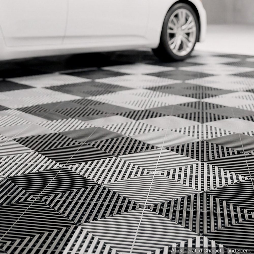 VEVOR Interlocking Drainage Mats 100 Pack 12 x 12 in Dark Gray Floor Tiles, for Garages Basements Car Wash Shops, Non-Slip Heavy-Duty PP Modular Interlocking Cushion, 0.6 in Thickened, Easy to Clean