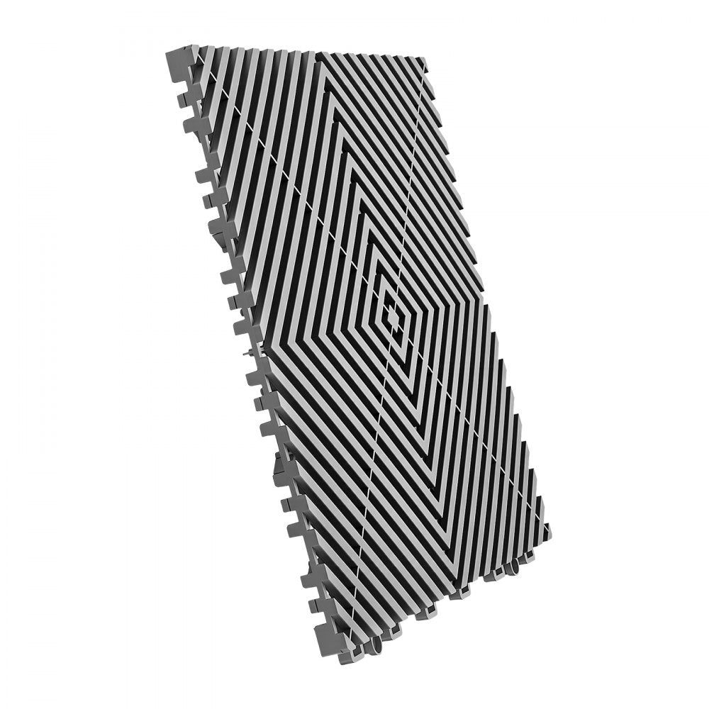 VEVOR Interlocking Drainage Mats 100 Pack 12 x 12 in Dark Gray Floor Tiles, for Garages Basements Car Wash Shops, Non-Slip Heavy-Duty PP Modular Interlocking Cushion, 0.6 in Thickened, Easy to Clean