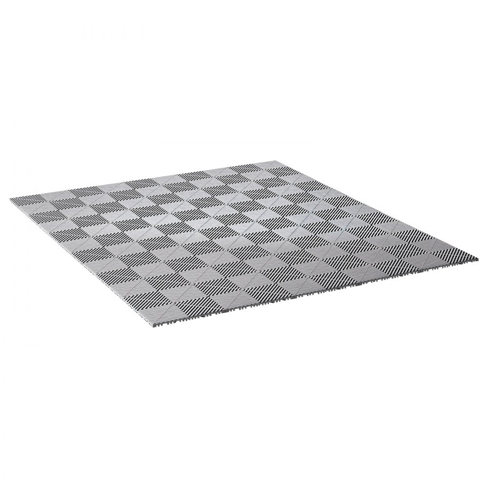 VEVOR Interlocking Drainage Mats 50 Pack 12 x 12 in Light Gray Floor Tiles, for Garages Basements Car Wash Shops, Non-Slip Heavy-Duty PP Modular Interlocking Cushion, 0.6 in Thickened, Easy to Clean