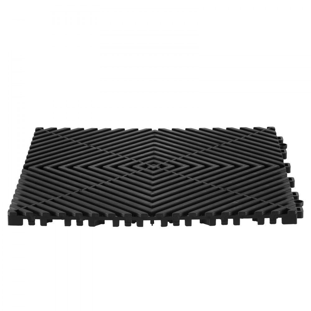VEVOR Interlocking Drainage Mat, 12” x 12” Modular Interlocking Cushion, 40 Pcs Splicing Drainage Mats, Non-Slip Black PP Drainage Floor Tile and Shower Mat, for Garage, Garden, Kitchen & Outdoor