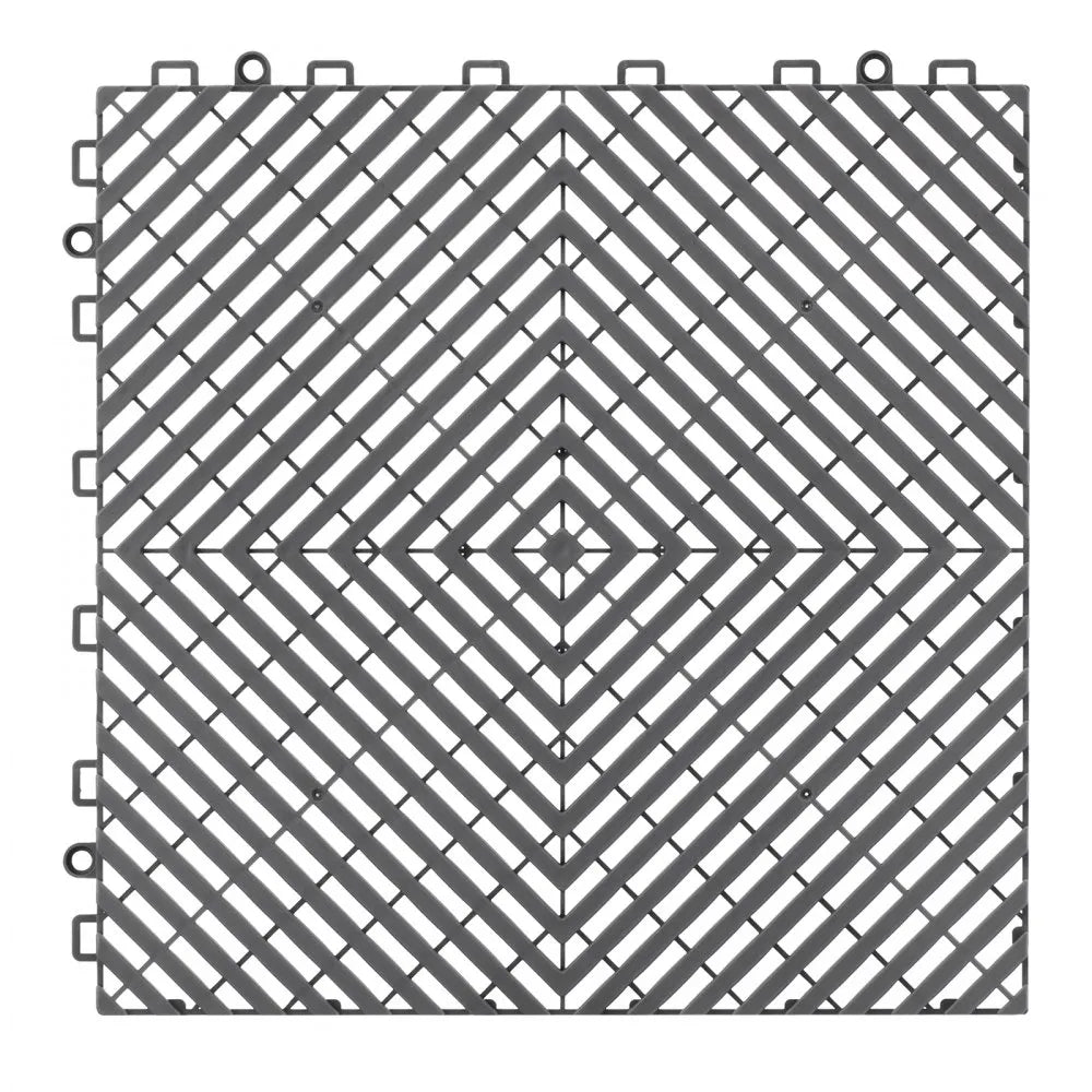 VEVOR Interlocking Drainage Mat, 12” x 12” Modular Interlocking Cushion, 24 Pcs Splicing Drainage Mats, Non-Slip Gray PP Drainage Floor Tile and Shower Mat, for Garage, Garden, Kitchen & Outdoor