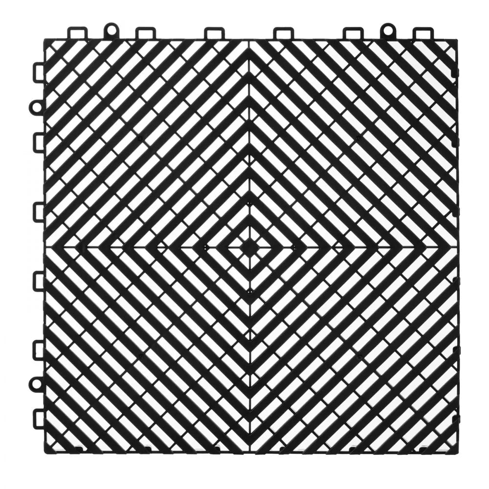 VEVOR Interlocking Drainage Mat, 12” x 12” Modular Interlocking Cushion, 55 Pcs Splicing Drainage Mats, Non-Slip Black PP Drainage Floor Tile and Shower Mat, for Garage, Garden, Kitchen & Outdoor