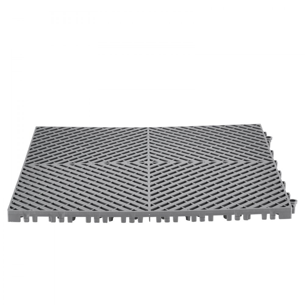 VEVOR Interlocking Drainage Mat, 15.7” x 15.7” Modular Interlocking Cushion, 24 Pcs Splicing Drainage Mats, Non-Slip Gray PP Drainage Floor Tile and Shower Mat, for Garage, Garden, Kitchen & Outdoor