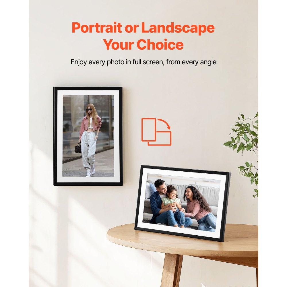 VEVOR 10.1 Inch Digital Picture Frames (2-PK), 1280x800 HD IPS Touch Screen Electronic Photo Frame, 32GB Memory, Auto-Rotate Portrait or Landscape, Share Moments Instantly via App, for Parents Friends