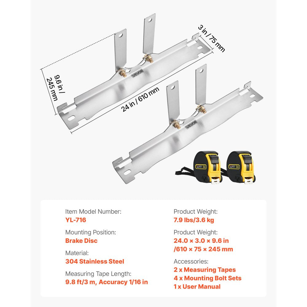 VEVOR Wheel Alignment Tool, 2 PCS Stainless Steel Heavy Duty Toe Alignment Plates with 2 Measuring Tapes, Accurate Automotive Wheel Tools for Home Use, Compatible with Cars, Trucks, SUVs, and Vehicle