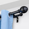 VEVOR Double Rod Curtain Rods, 36-72 inches(3-6ft) Adjustable Length, Black Double Curtain Rods with Round Finials, 1" and 3/4" Diameter, Double Window Drapery Rod for Sheer and Blackout Curtains