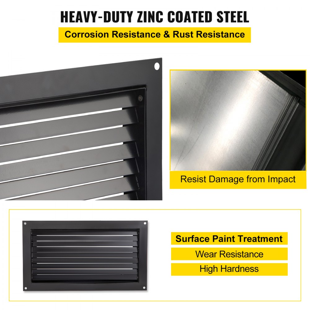 VEVOR Crawl Space Flood Vent, 12\" Height x 20\" Width Foundation Flood Vent, to Reduce Foundation Damage and Flood Risk, Black, Wall Mounted Flood Vent,for Crawl Spaces,Garages & Full Height Enclosur