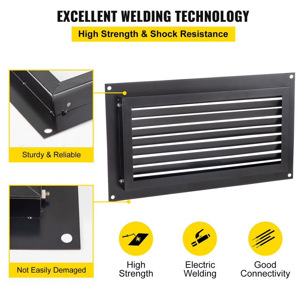 VEVOR Crawl Space Flood Vent, 12\" Height x 20\" Width Foundation Flood Vent, to Reduce Foundation Damage and Flood Risk, Black, Wall Mounted Flood Vent,for Crawl Spaces,Garages & Full Height Enclosur