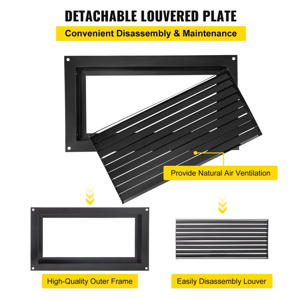 VEVOR Flood Vent, 16\" X 32\" Foundation Flood Vent, to Reduce Foundation Damage and Flood Risk, Black, Wall Mounted Flood Vent, for Crawl Spaces,Garages & Full Height Enclosures (16\" X 32\")