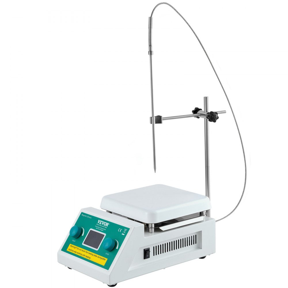 VEVOR Magnetic Stirrer Hot Plate, Max 212 ℉ / 100 ℃, 0-2000 RPM Hot Plate with Magnetic Stirrer, 2000mL Hot Plate Stirrer with LED Screen, Support Stand and Stir Bars Included, 500W Heating Power