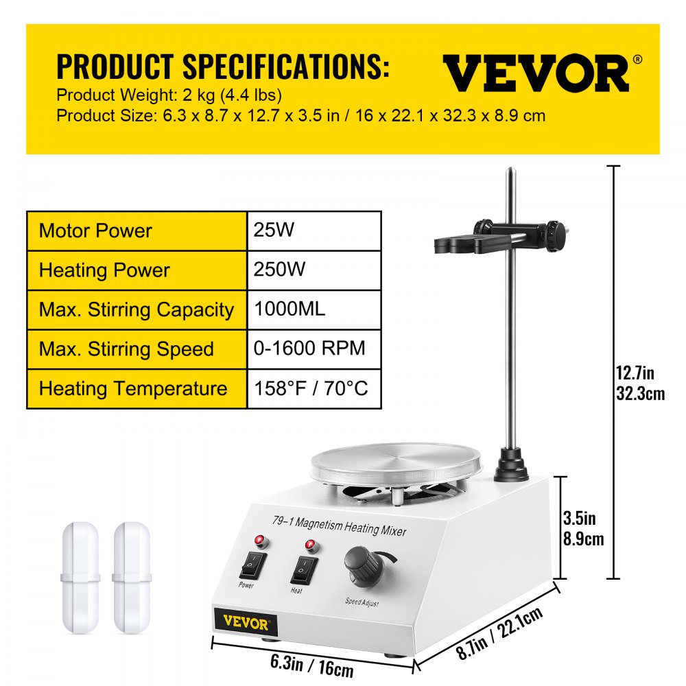 79-1 Magnetic Heating Stirrer Hot Plate Mixer Machine 1L Speed Control