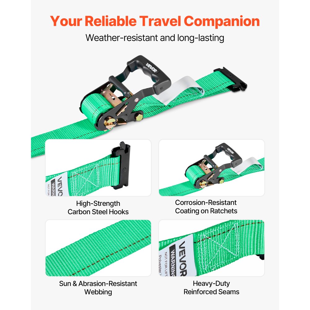 VEVOR Wheel Chock Tie-Down Kit, Chock-Style Trailer Tie Down Strap, Car Tie Down Kit with Buckle, Break Strength 4380 lbs & Working Load 1460 lbs Motorcycle Tie-Down System for ATVs, UTVs & Trailers