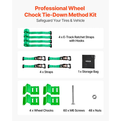 Vevor Tie-Down Kit Wheel Chock Trailer Strap System for ATVs UTVs Moto ...
