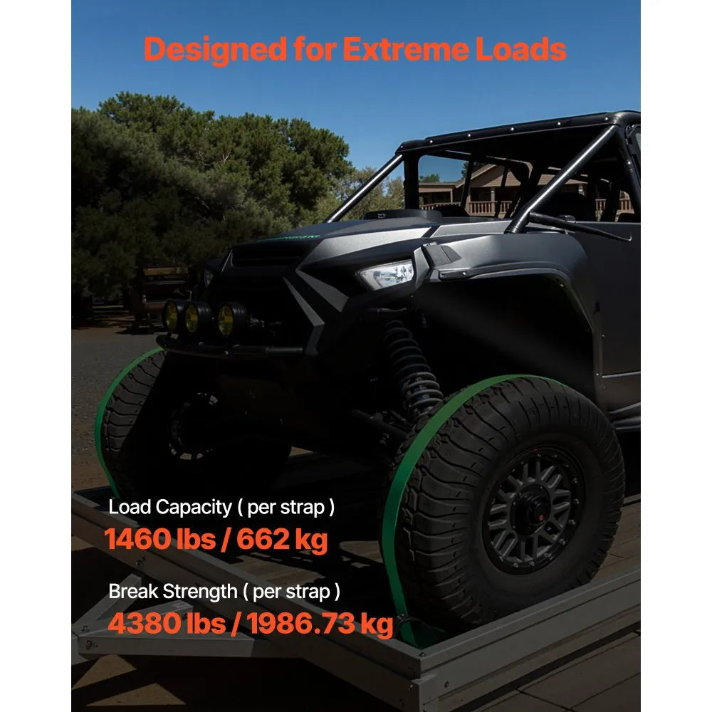 Vevor Tie-Down Kit Wheel Chock Trailer Strap System for ATVs UTVs Moto ...