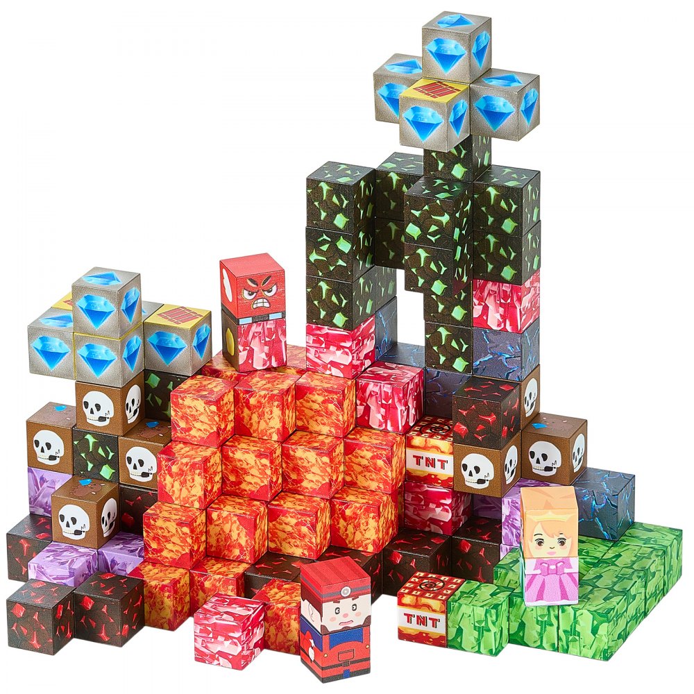 VEVOR Magnetic Blocks, 150 PCS Dark Castle Set, Magnetic Building Cubes for Kids, STEM Montessori Sensory Toys for Christmas Birthday Gift, Construction Stacking Toy for 3+ Years Old Boys & Girls