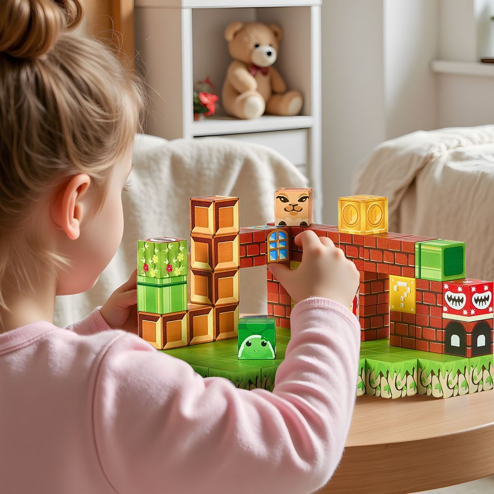 VEVOR Magnetic Blocks, 100 PCS Magnet Blocks Set, Magnetic Building Cubes for Kids, STEM Montessori Sensory Toys for Christmas Birthday Gift, Construction Stacking Toy for 3+ Years Old Boys & Girls