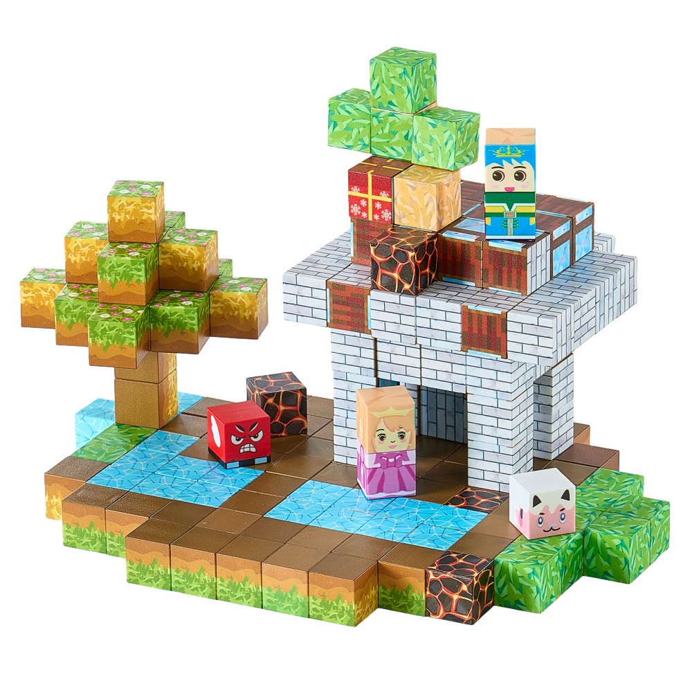 VEVOR Magnetic Blocks, 150 PCS Forest Castle Set, Magnetic Building Cubes for Kids, STEM Montessori Sensory Toys for Christmas Birthday Gift, Construction Stacking Toy for 3+ Years Old Boys & Girls