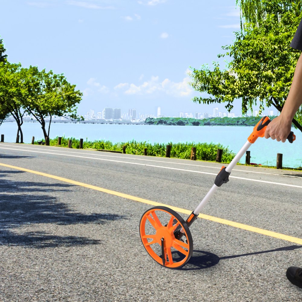 VEVOR Measuring Wheel in Feet, 12.5 in Wheel Diameter, 39.37-15.75 in Telescoping Measure Wheel, Measurement 0-99999Ft with Back Bag, Suitable for Lawn/Hard/Soft/Wood Road Measuring