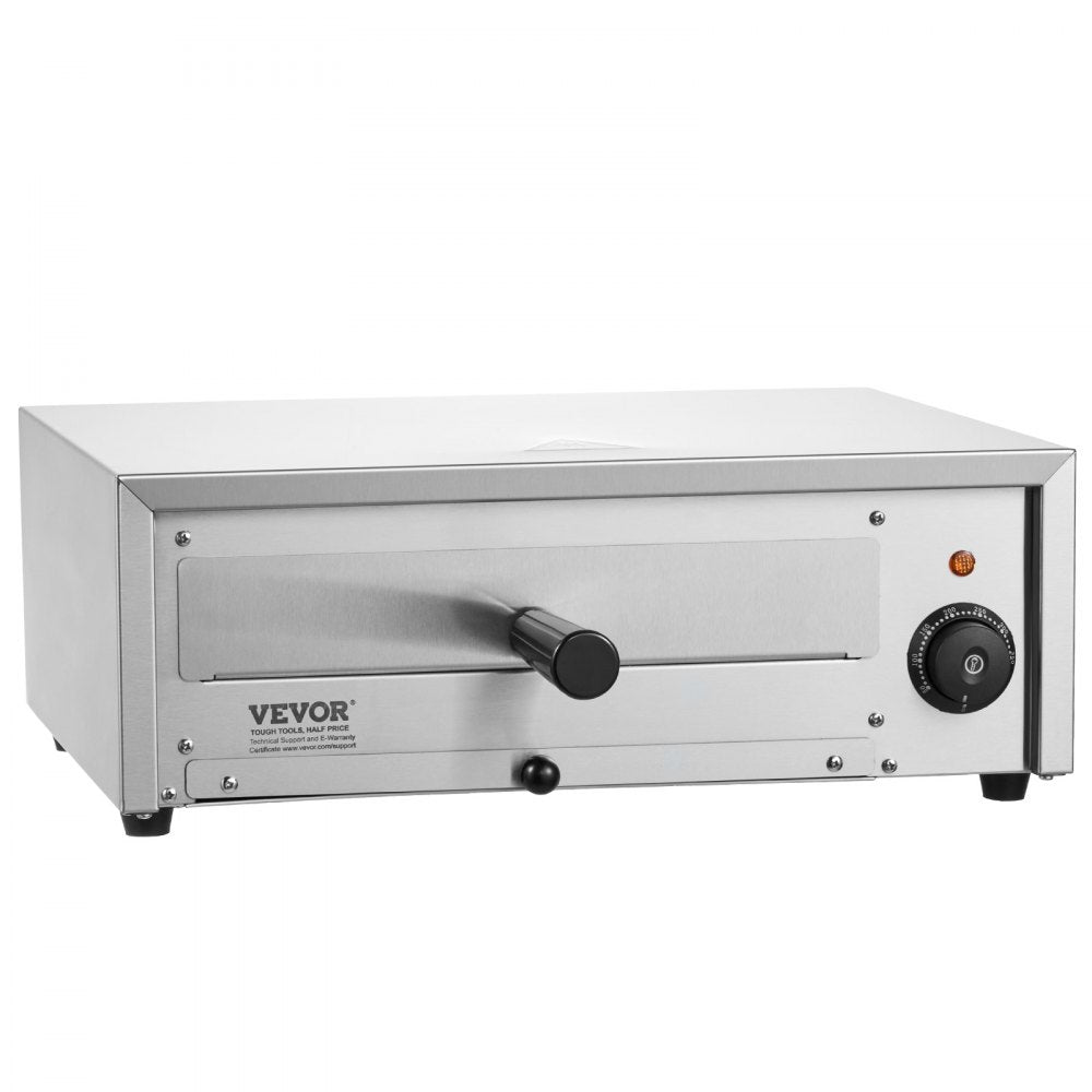 VEVOR Countertop Electric Pizza Oven, 12-inch, 1500W, 32-572 °F Temp Range, Stainless Steel Construction and Easy-to-Clean Crumb Tray, Suitable for Both Commercial and Home Use