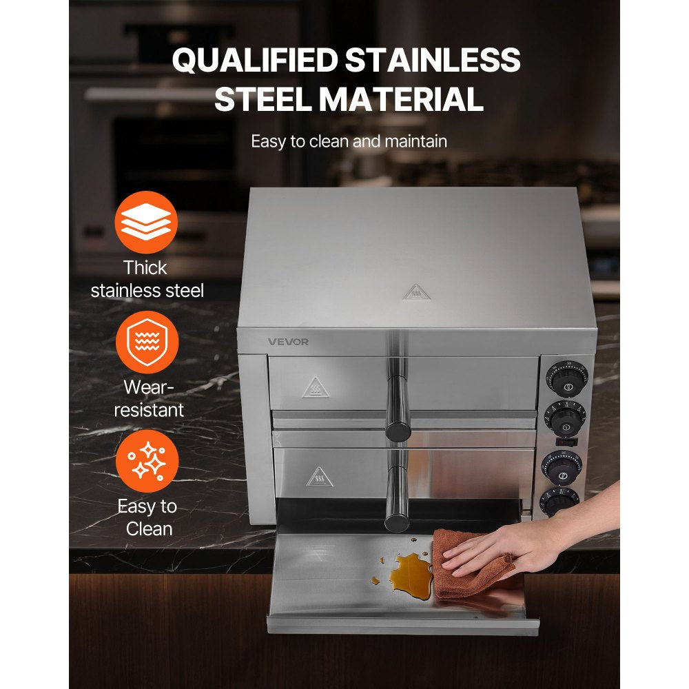 VEVOR Electric Pizza Oven for Countertops, 12-inch, 1700W, with Temp Control & 0-60 Min Timer, Even Baking Technology & Easy Clean Crumb Tray, Ideal for Both Commercial & Home Kitchens
