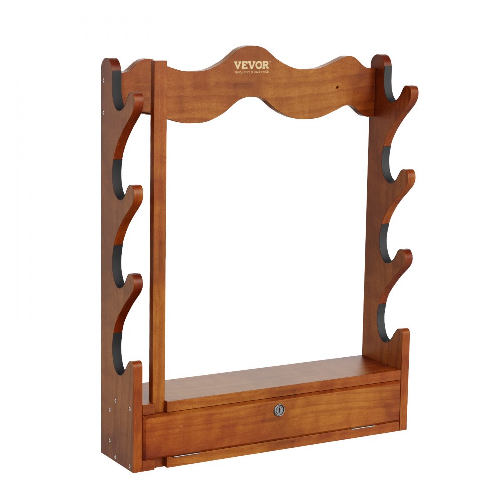 VEVOE Gun Rack, Wood Gun Rack Wall Mount, Gun Display Rack holds 4 Rifles, Shotguns, 132 lb Heavy Duty Wall Storage Display Rifle Rack with Soft Padding