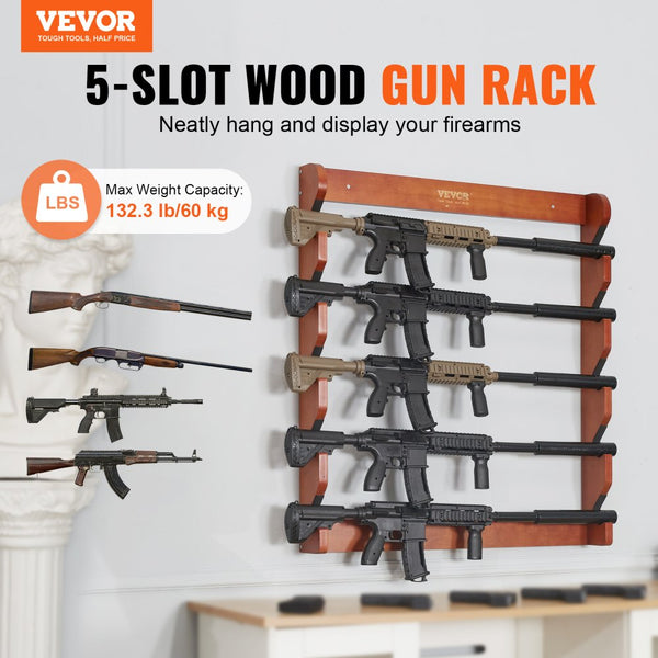 Vevor Gun Rack 5-Slot Wood Wall Mount Display Rack New – FactoryPure