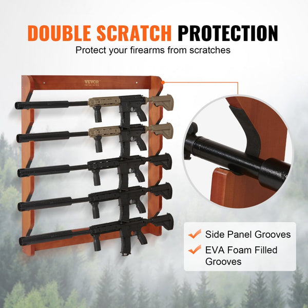 Vevor Gun Rack 5-Slot Wood Wall Mount Display Rack New – FactoryPure