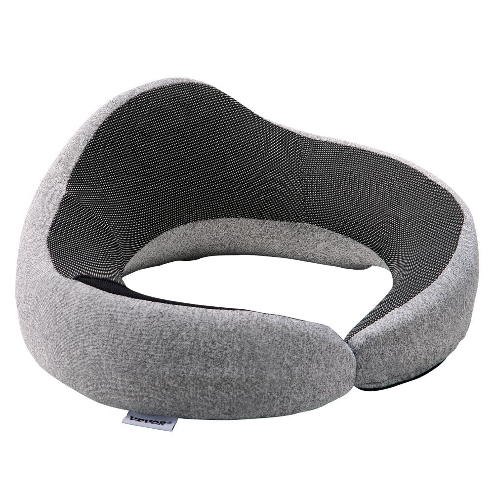 VEVOR Travel Pillow, Double-Layered 3D Support Neck Pillow for Traveling, 360° Flexible Rotation Upgraded Memory Foam Travel Neck Pillow with Eye Mask, Earplugs, Earplug Case, Storage Bag(Black-Gray)