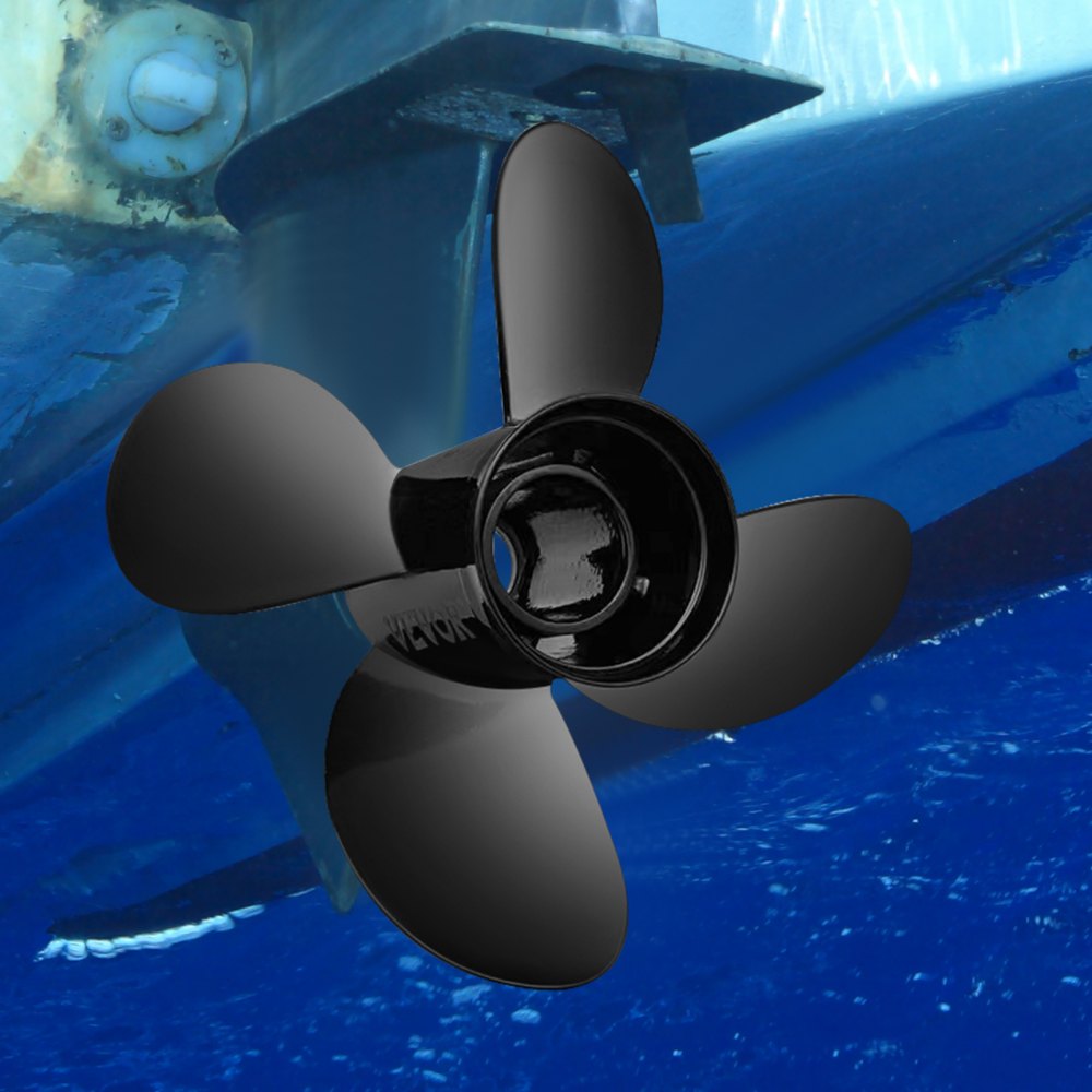 VEVOR Outboard Propeller, Replace for OEM 48-8M0084495, 4 Blades 14\" x 19\" Aluminium Boat Propeller, Compatible with 135-300HP 2-Stroke & 4-Stroke Outboards, Alpha&Bravo I Stern-Drives, RH