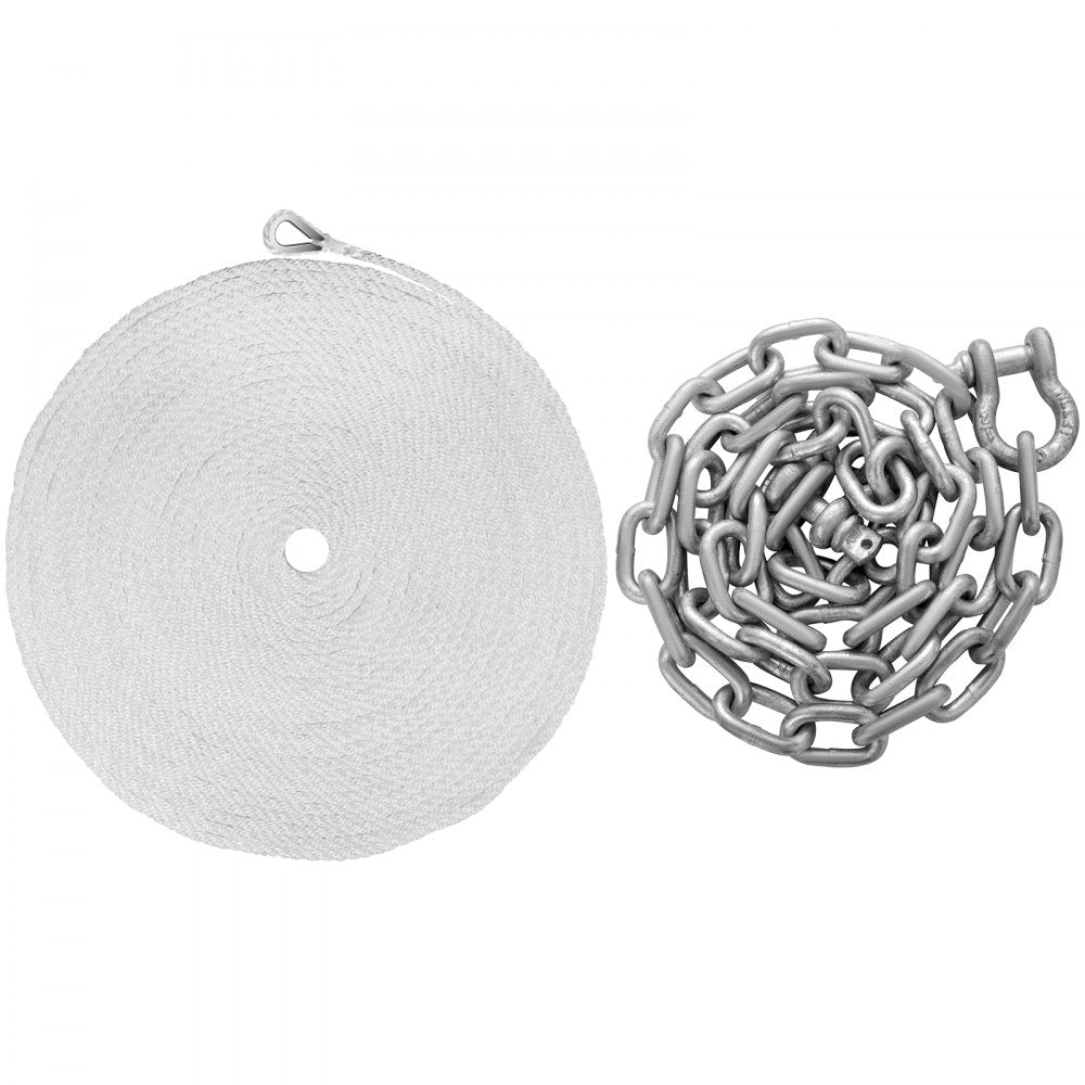 VEVOR Boat Anchor Kit 13 lb Fluke Style Anchor, Hot Dipped Galvanized Steel Fluke Anchor, Marine Anchor with Anchor, Shackles, Chain, Rope for Boat Mooring on The Beach, Boats from 20'-32'